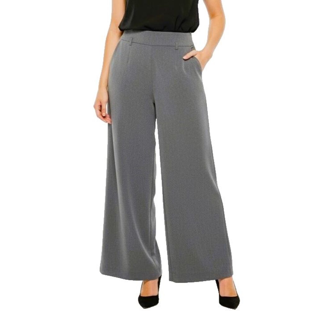 WORTHINGTON STRETCH Pants Dressy Soft Grey Modern Fit Wide Leg Women 14 Large